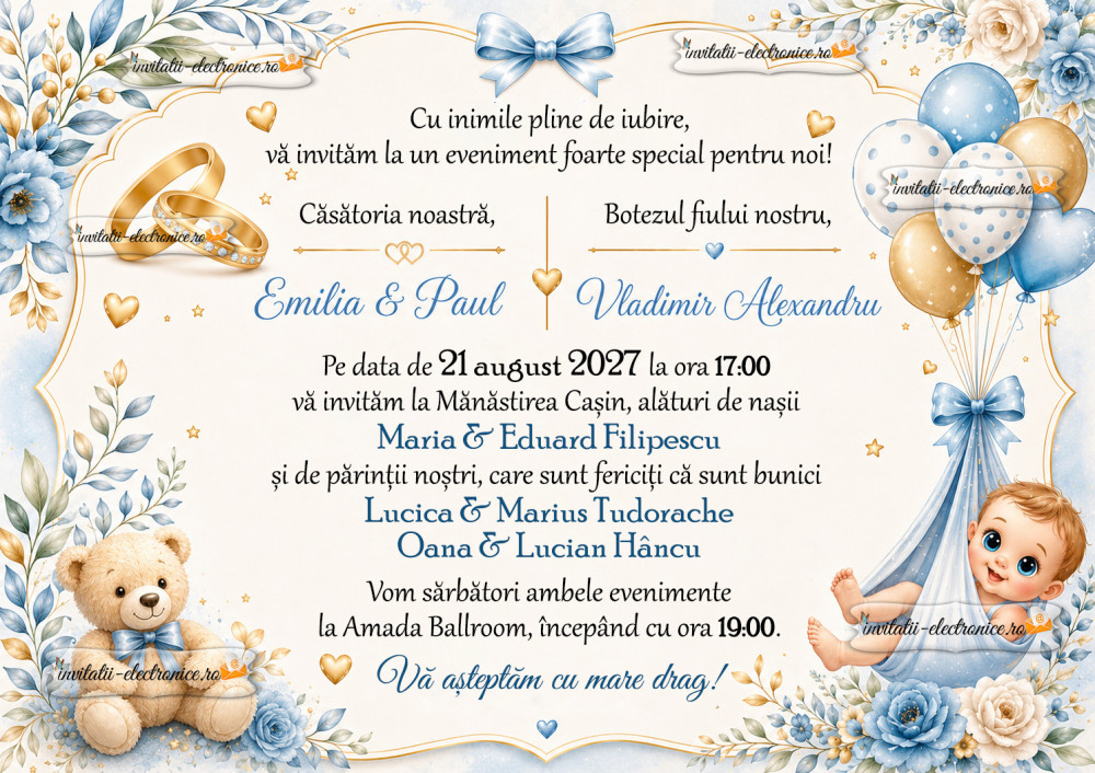 Invitatie electronica la nunta si botez baietel