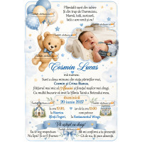 Invitatie cu ursulet si baloane