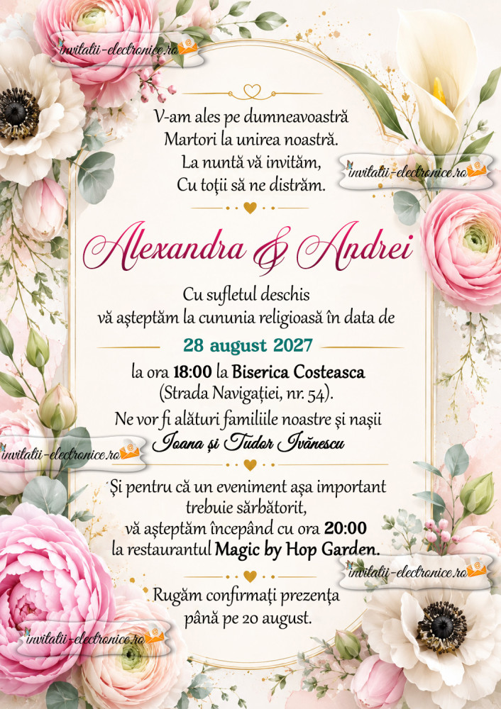 Invitatie digitala la nunta