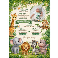 Invitatie la botez cu animale din jungla