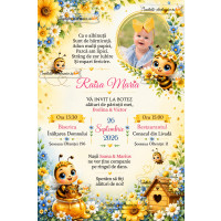 Invitatie de botez cu albinute