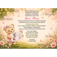 Invitatie botez fetita cu ursulet