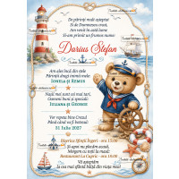 Invitatie la botez cu ursulet marinar