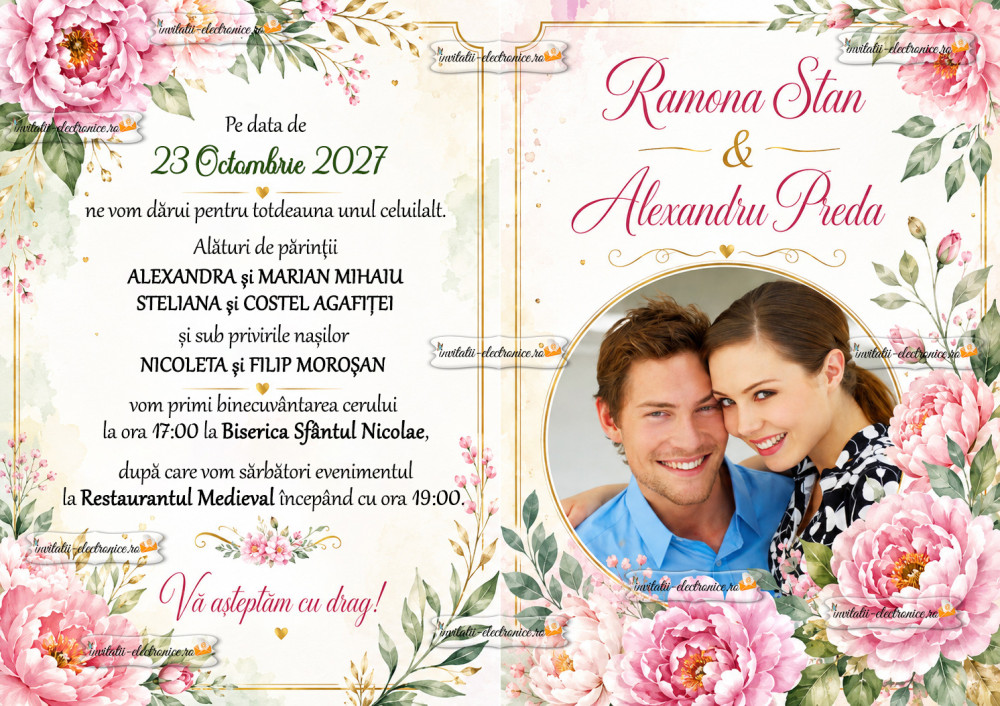 Invitatie la nunta cu flori