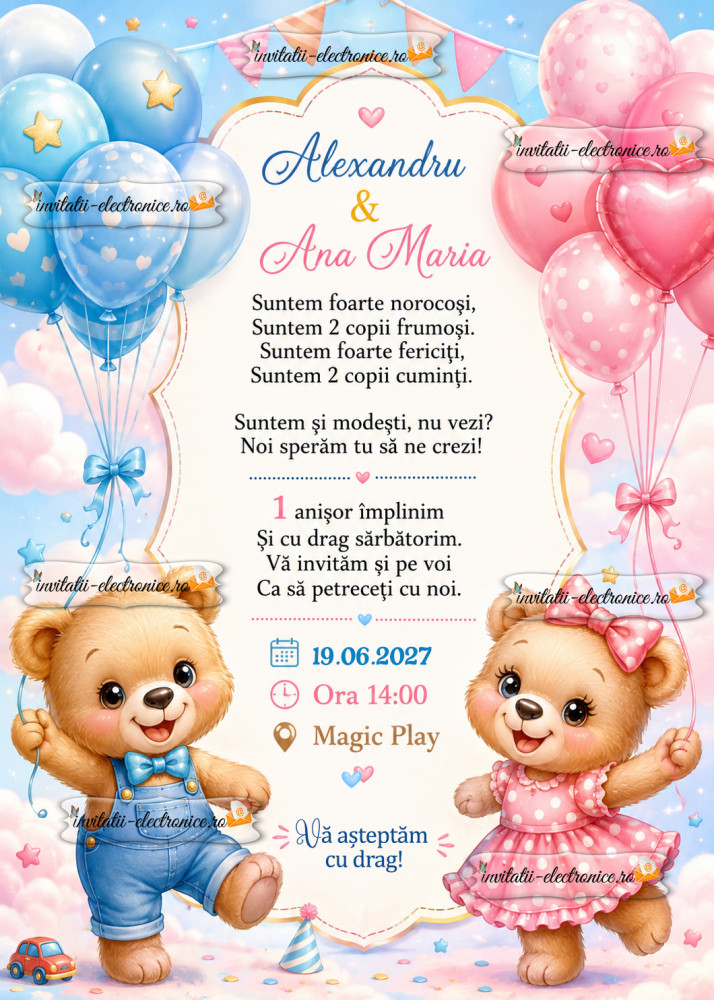 Invitatie aniversare gemeni