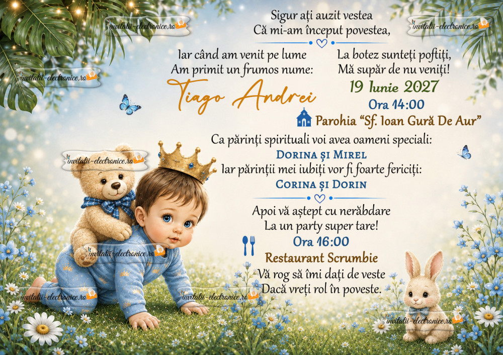 Invitatie botez cu bebe