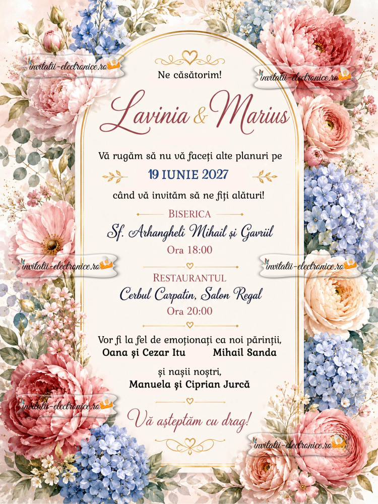 Invitatie de nunta de trimis online