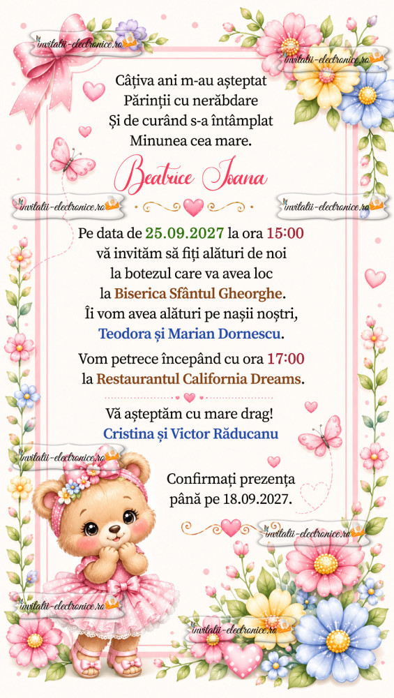 Invitatie botez fetita