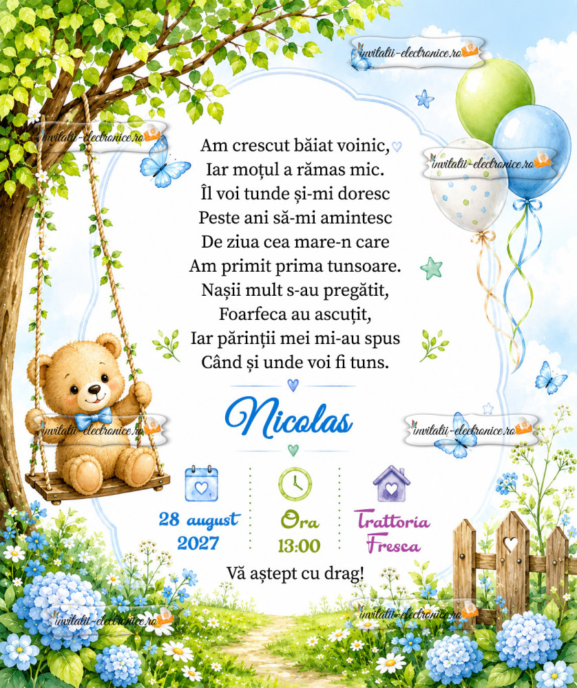 Invitatie digitala cu ursulet