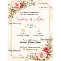 Invitatie de nunta cu trandafiri