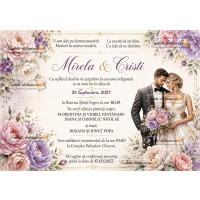 Invitatie de nunta cu bujori