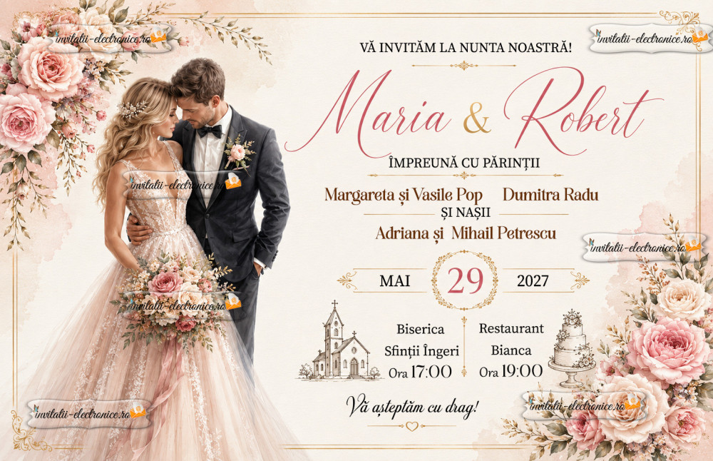 Invitatie la nunta cu miri