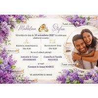 Invitatie la nunta cu liliac