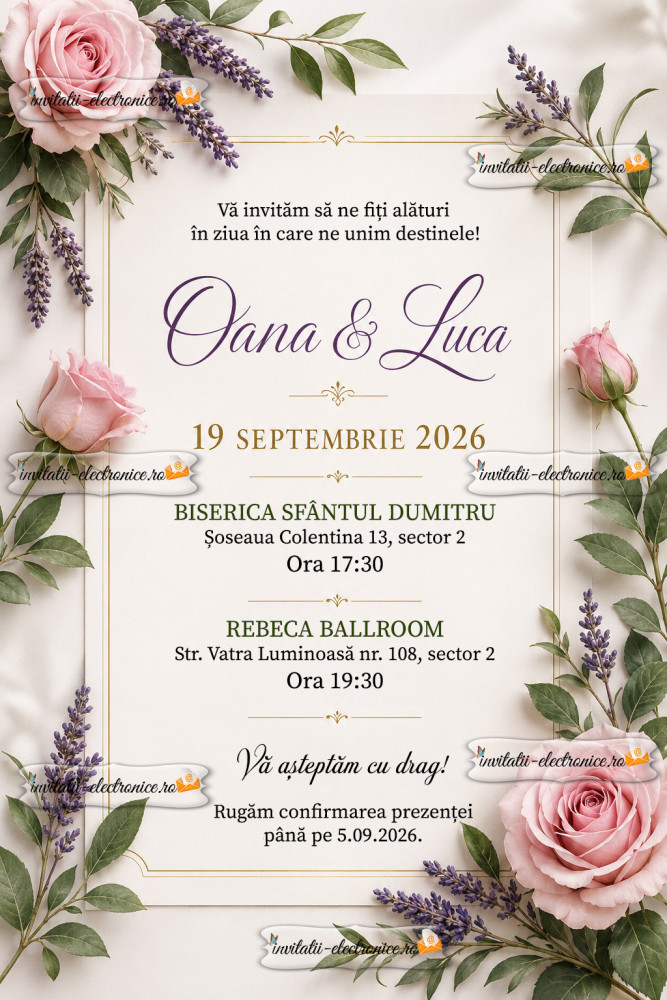 Invitatie de nunta simpla si eleganta