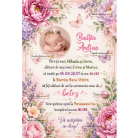 Invitatie de botez cu flori