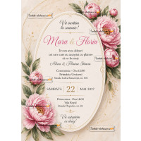 Invitatie la nunta cu bujori