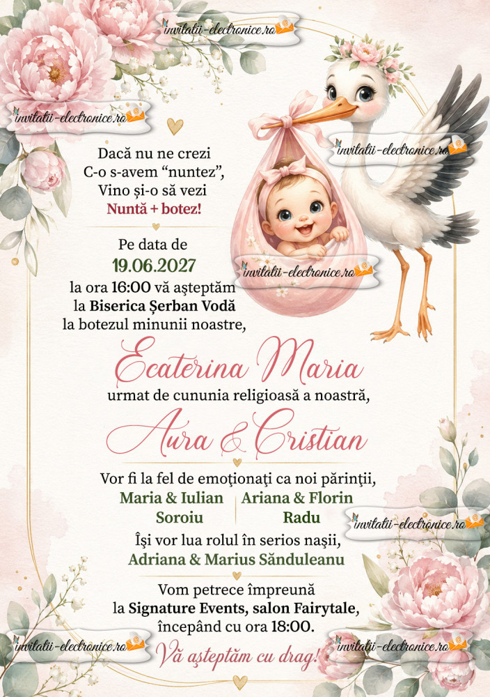Invitatie la nunta si botez 2 in 1