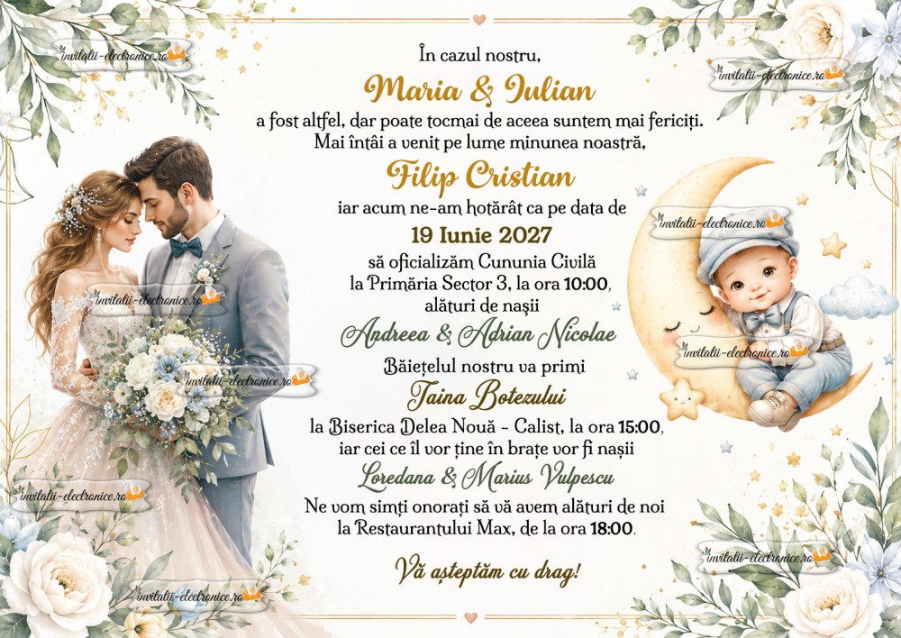 Invitatie la nunta si botez 2 in 1
