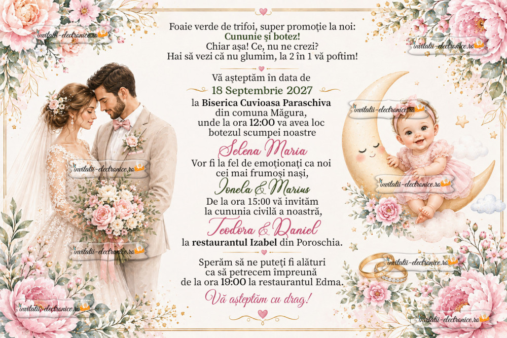 Invitatie la nunta + botez fetita