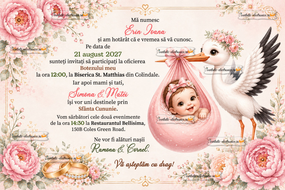 Invitatie nunta si botez de trimis online