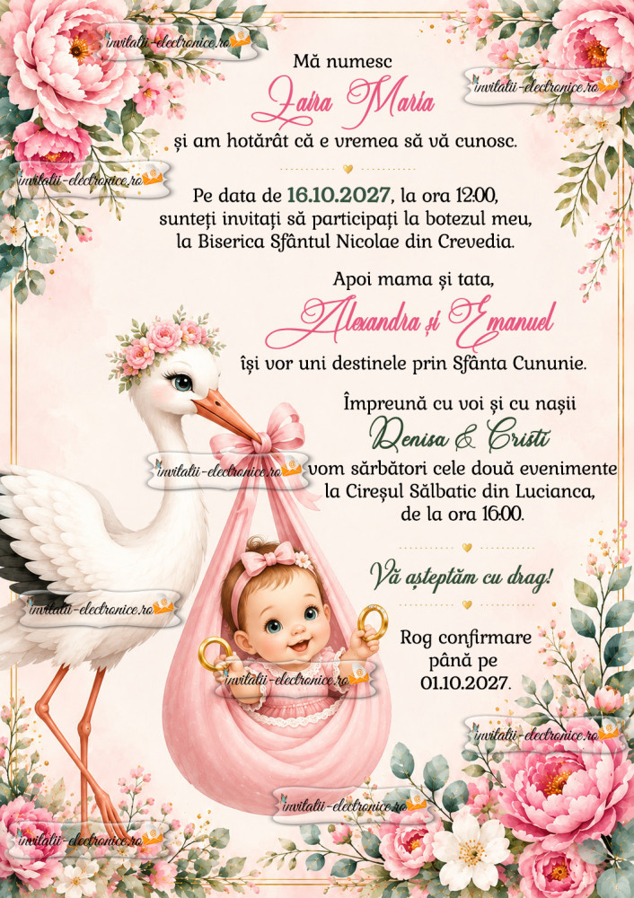 Invitatie nunta + botez 2 in 1