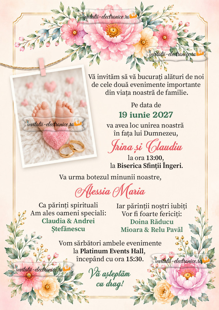 Invitatie la nunta si botez 2 in 1