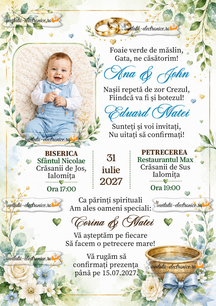 Invitatie la nunta si botez