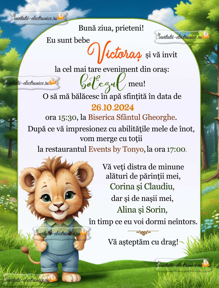 Invitatie de botez de trimis pe whatsApp, facebook, instagram, e-mail