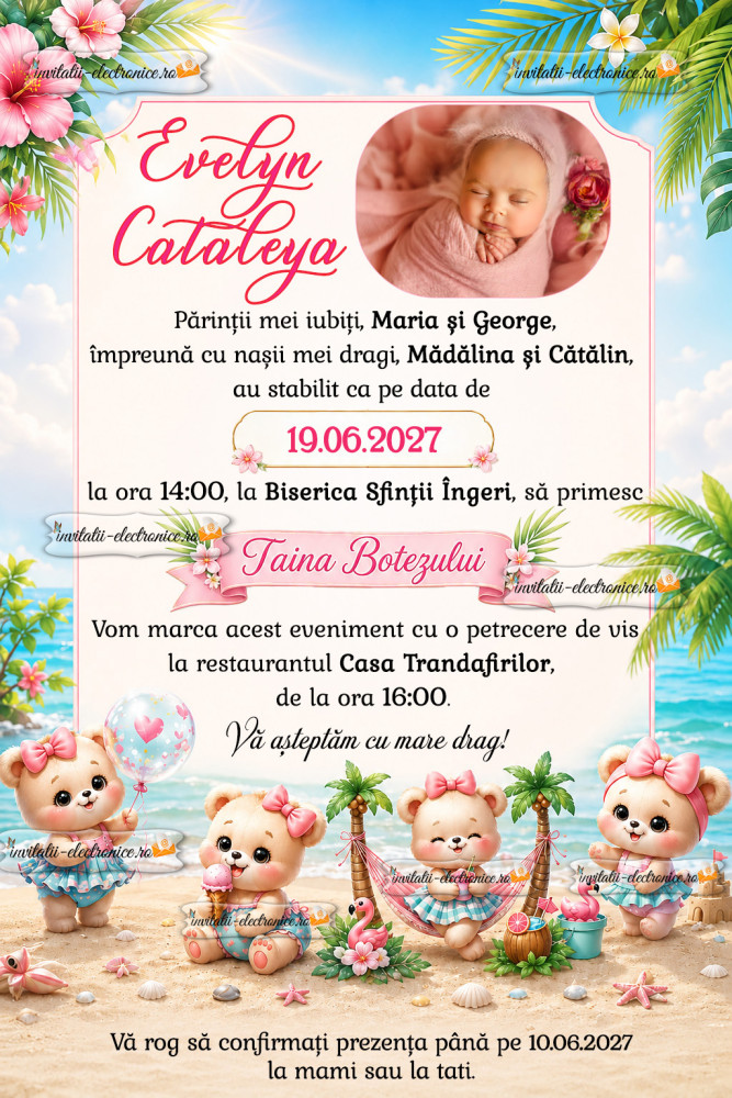 Invitatie digitala botez fetita