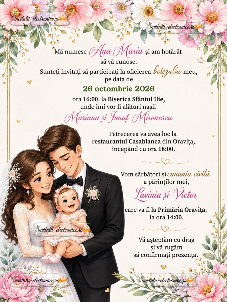 Invitatie la nunta si botez 2 in 1