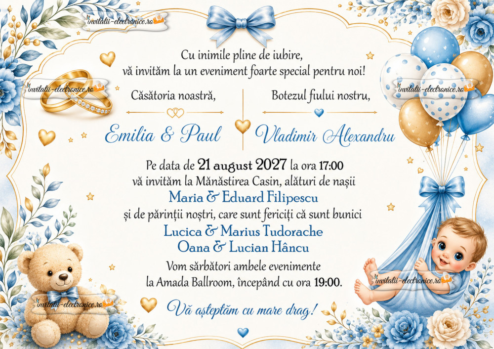 Invitatie electronica la nunta si botez baietel
