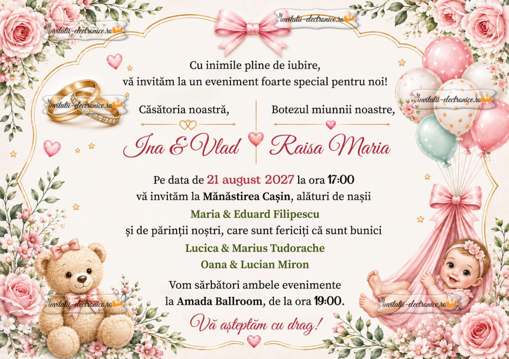 Invitatie digitala nunta + botez