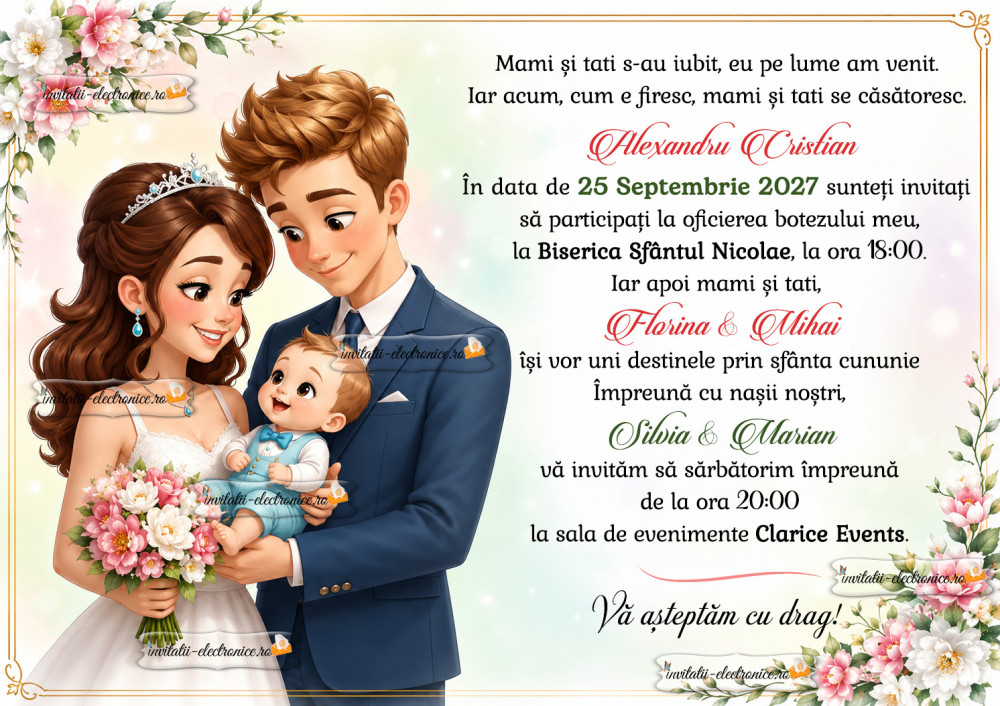 Invitatie nunta si botez baiat