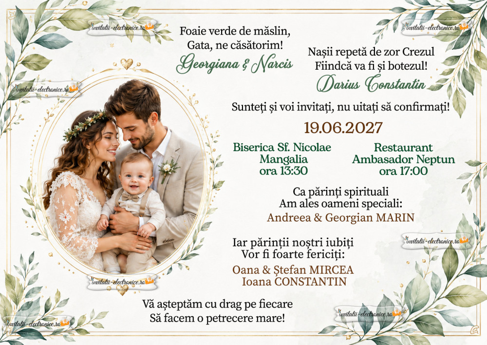 Invitatie la nunta + botez 2 in 1