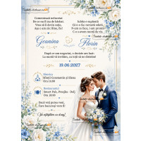 Invitatie de nunta cu flori albe