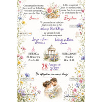 Invitatie la nunta flori de camp