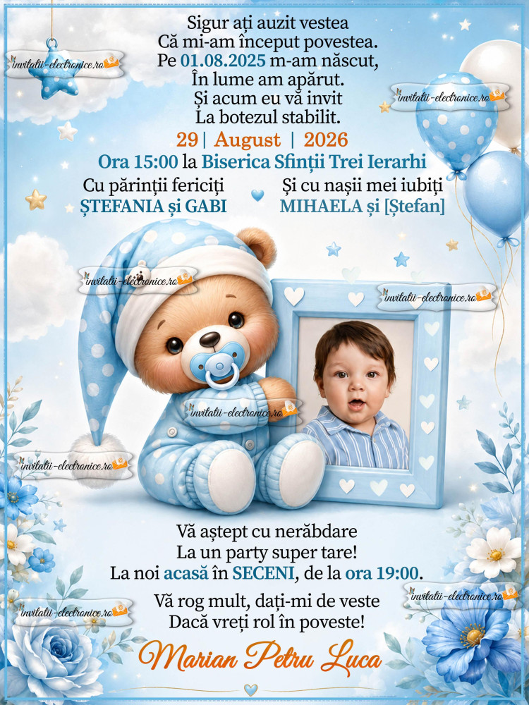 Invitatie la botez baietel