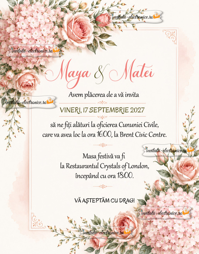 Invitatie la nunta de trimis online