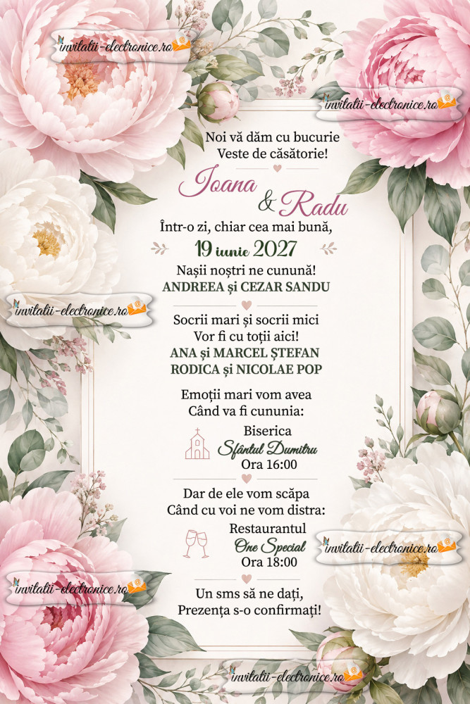 Invitatie la cununie de trimis online