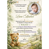 Invitatie de botez cu ursulet