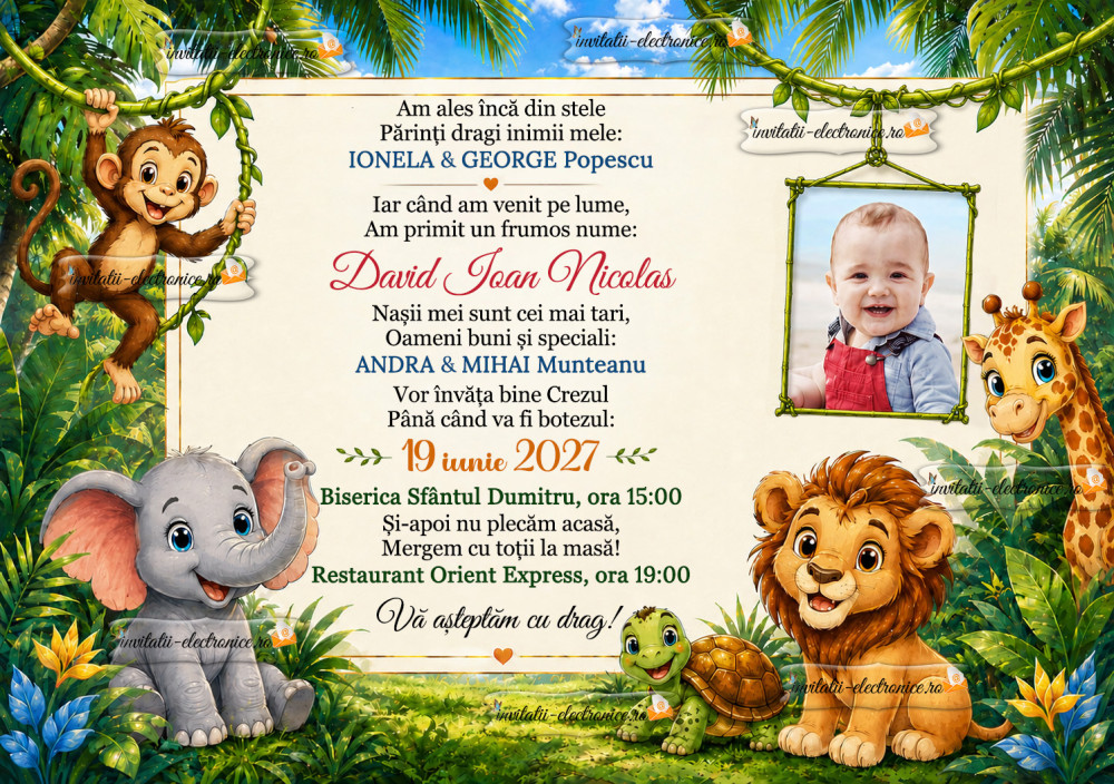 Invitatie botez jungla
