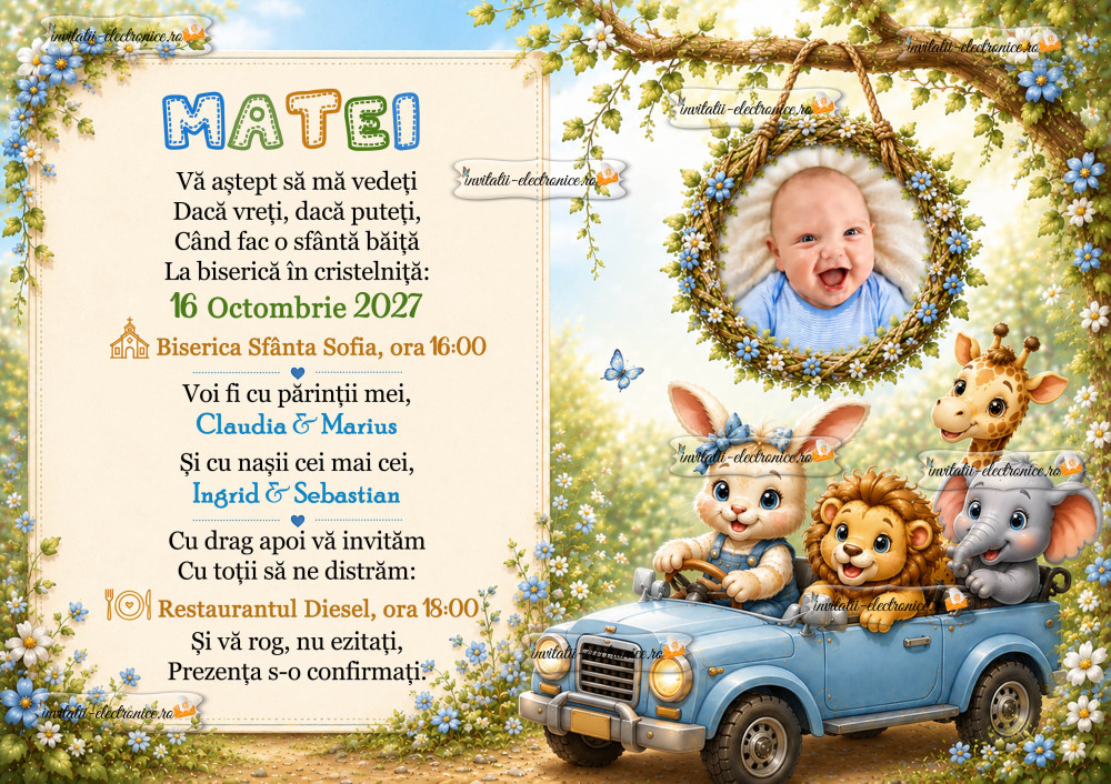 Invitatie cu animale in masina