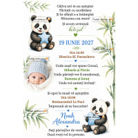 Invitatie de botez cu urs panda
