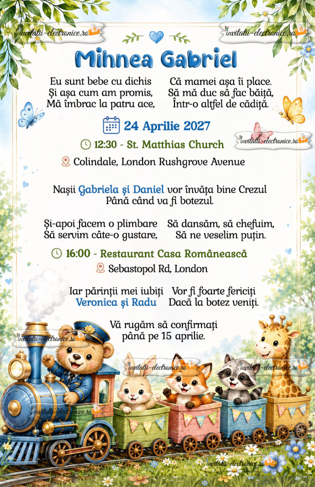 Invitatie la botez cu trenulet