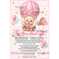 Invitatie botez fetita cu ursulet