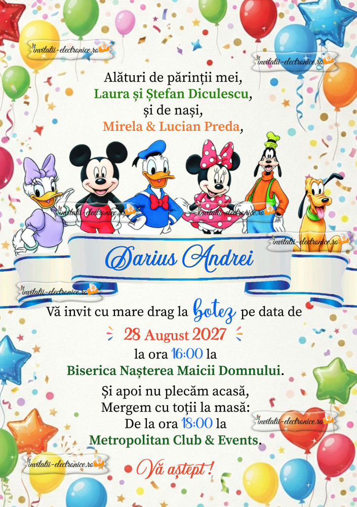 Invitatie de botez Disney