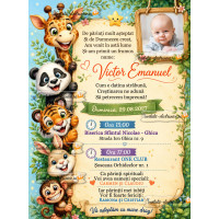 Invitatie de botez cu animale