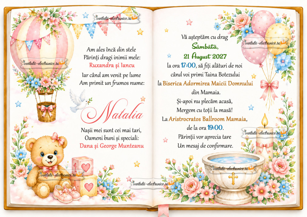 Invitatie la botez fetita