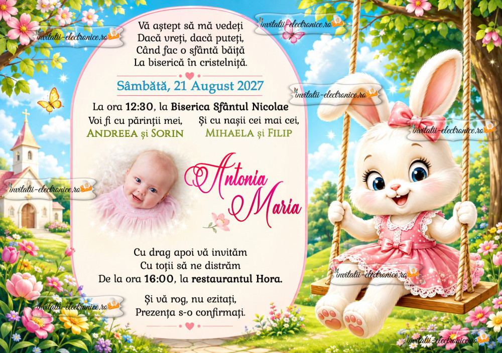 Invitatie la botez cu iepuras