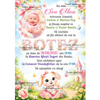 Invitatie de botez cu iepuras simpatic